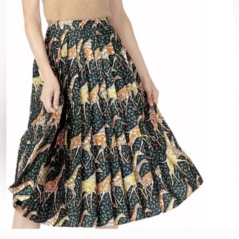 J.‎ Crew Pleated Midi Skirt With Giraffe Pattern Size 4